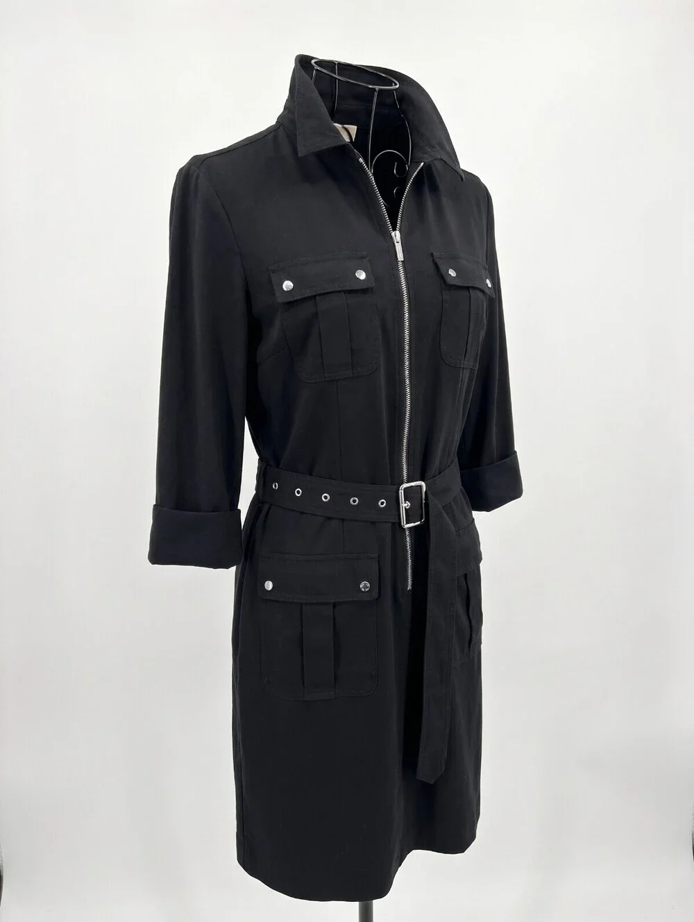 Michael Kors Black Belted Shirt Dress Size L
